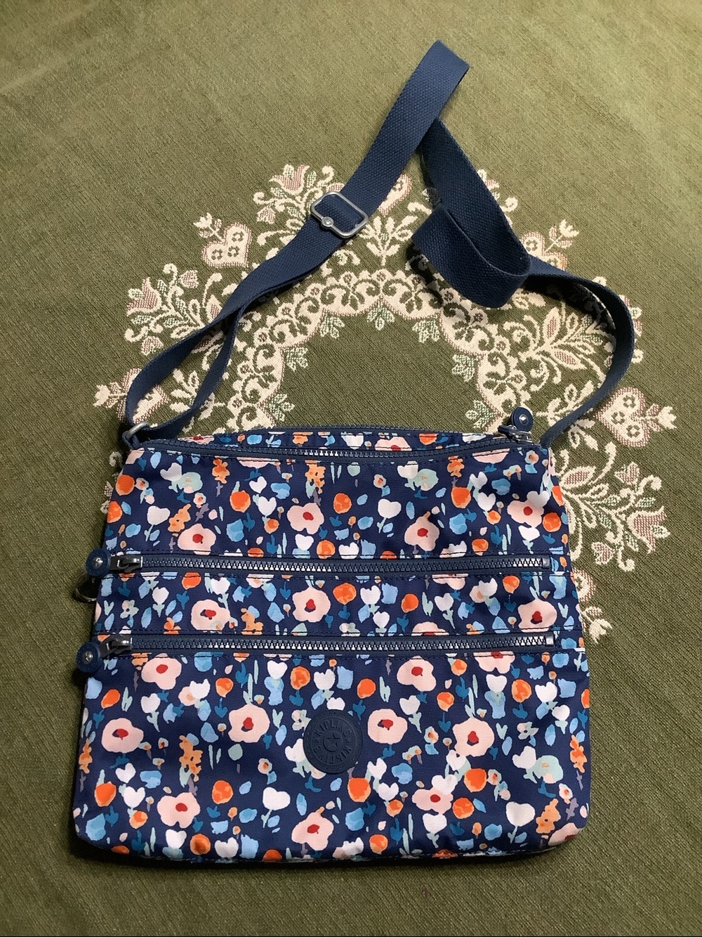 Kipling Alvar Navy Floral Print Crossbody Bag